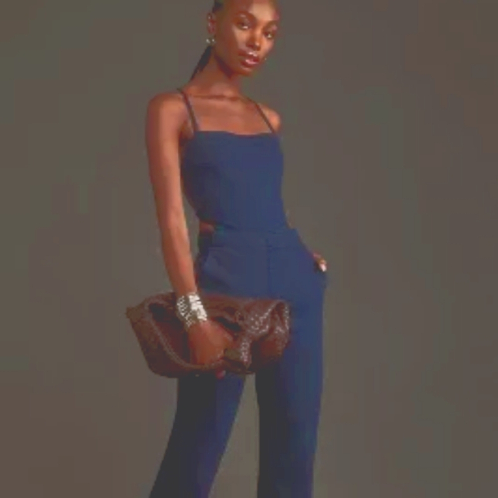 Anthropologie Denim strappy jumpsuit